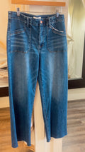 Risen Mid Rise Wide Leg Jeans