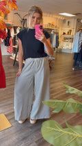 Strip wide leg pants