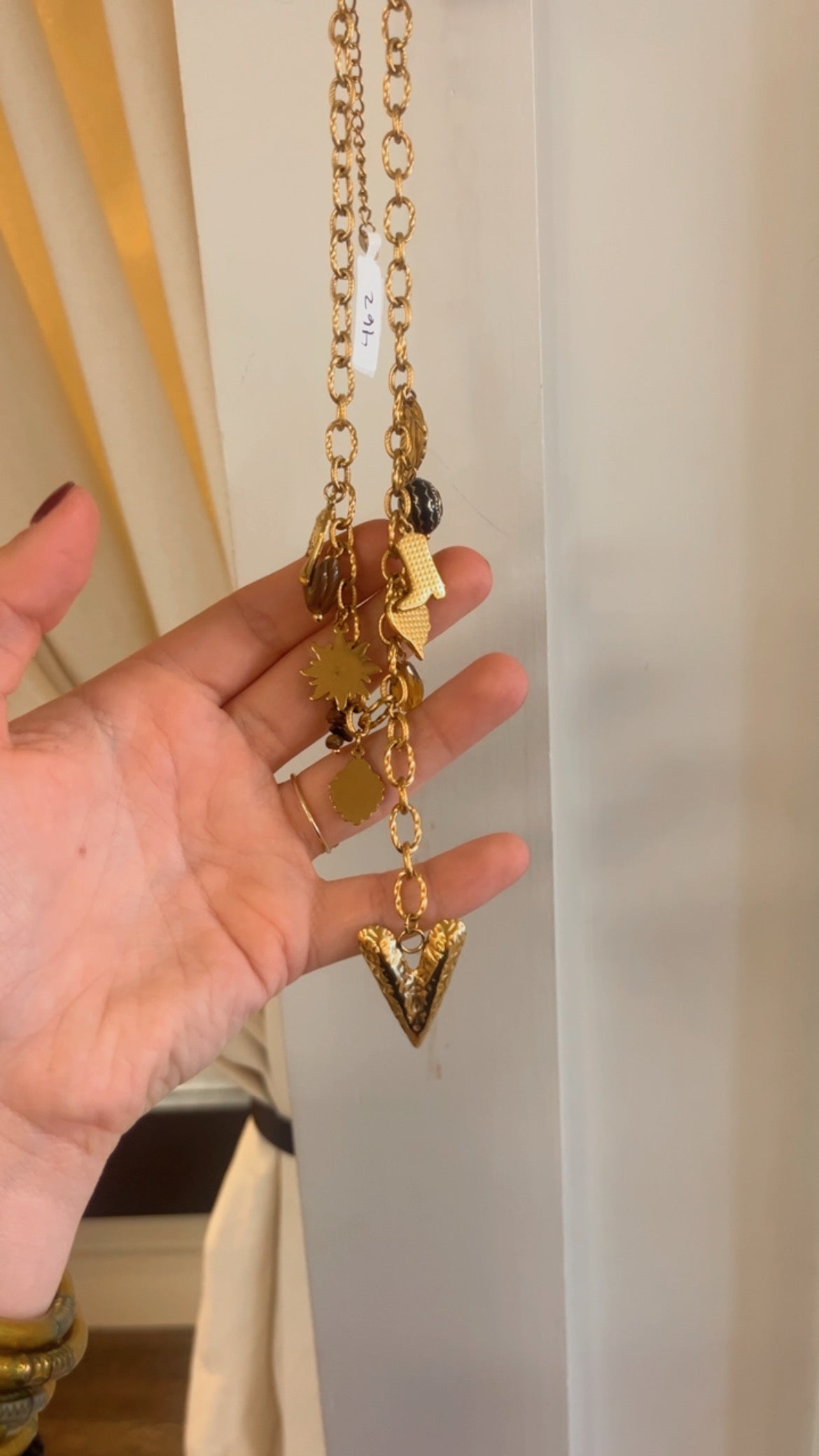 Cowboy Boot & Hearts Charm Necklace