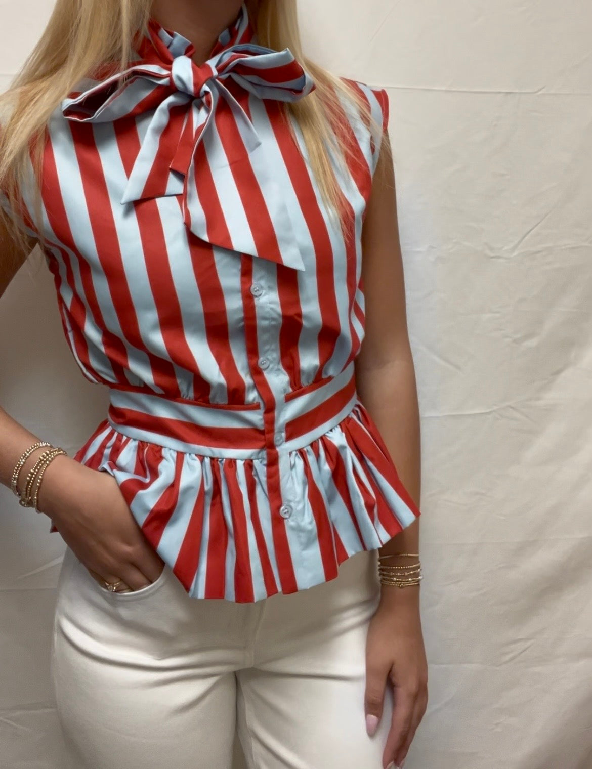 Stripe Bow Blouse