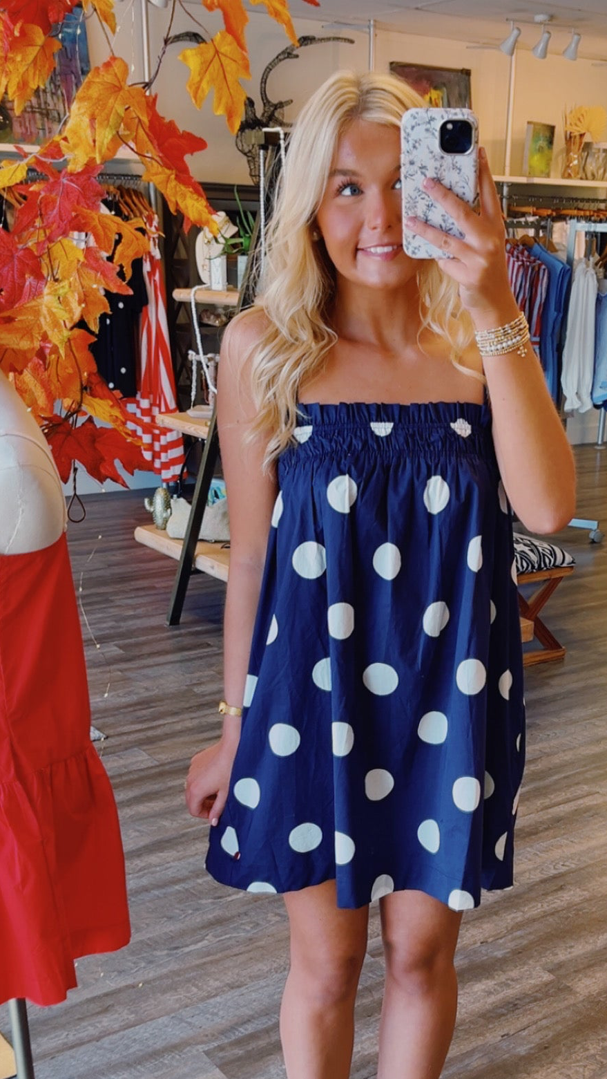 Navy Polka Dot