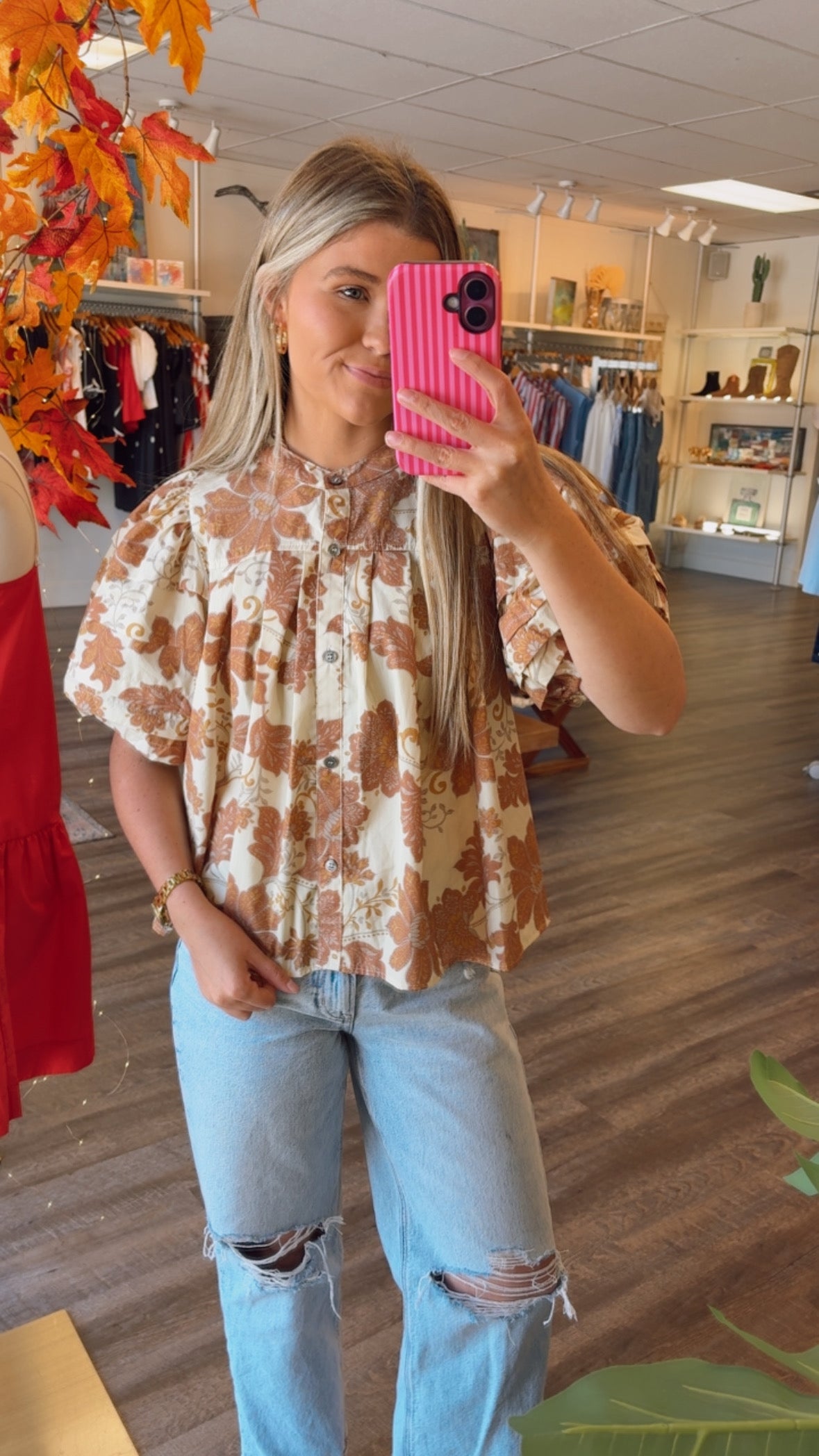 Floral Rust Top