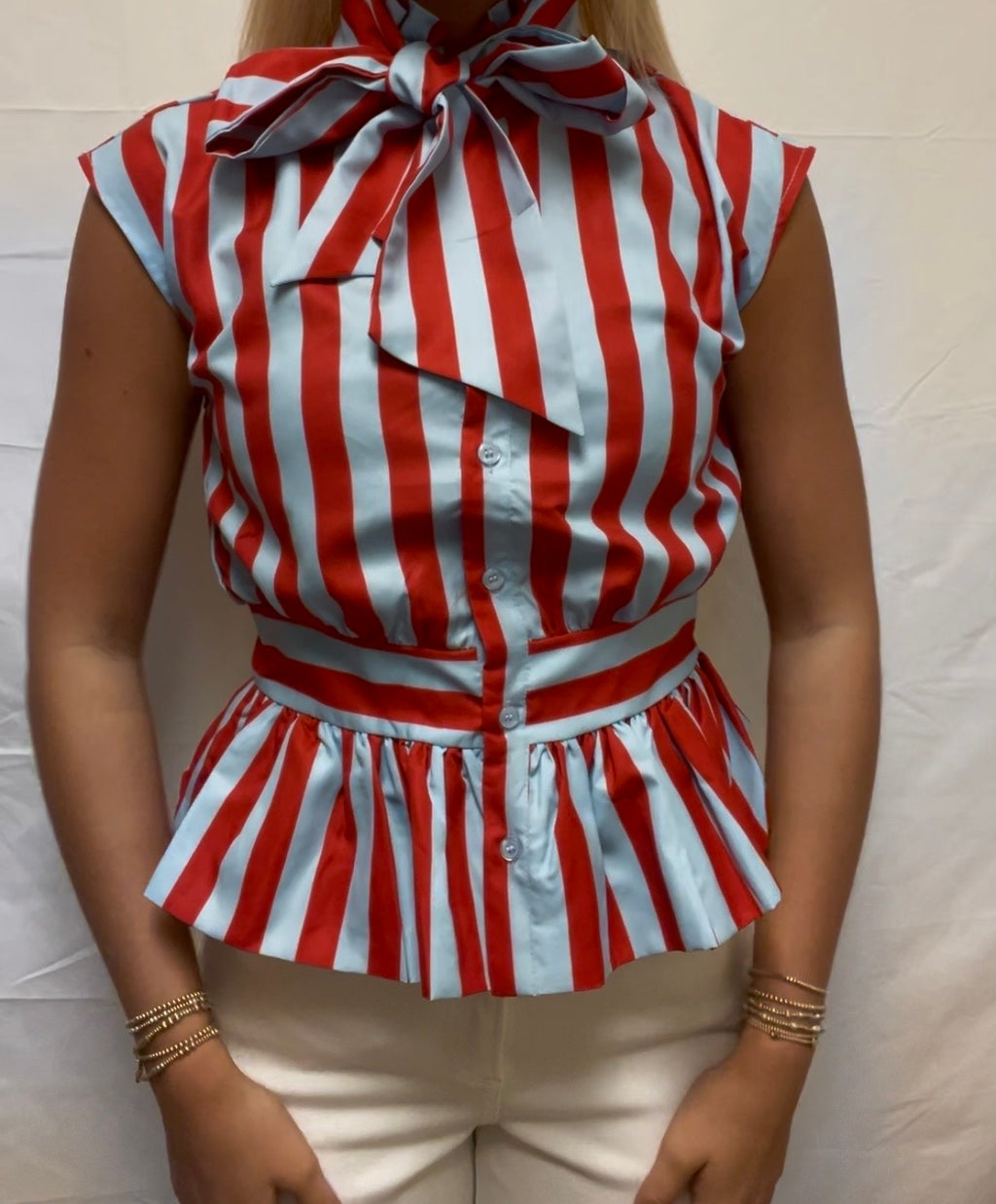 Stripe Bow Blouse