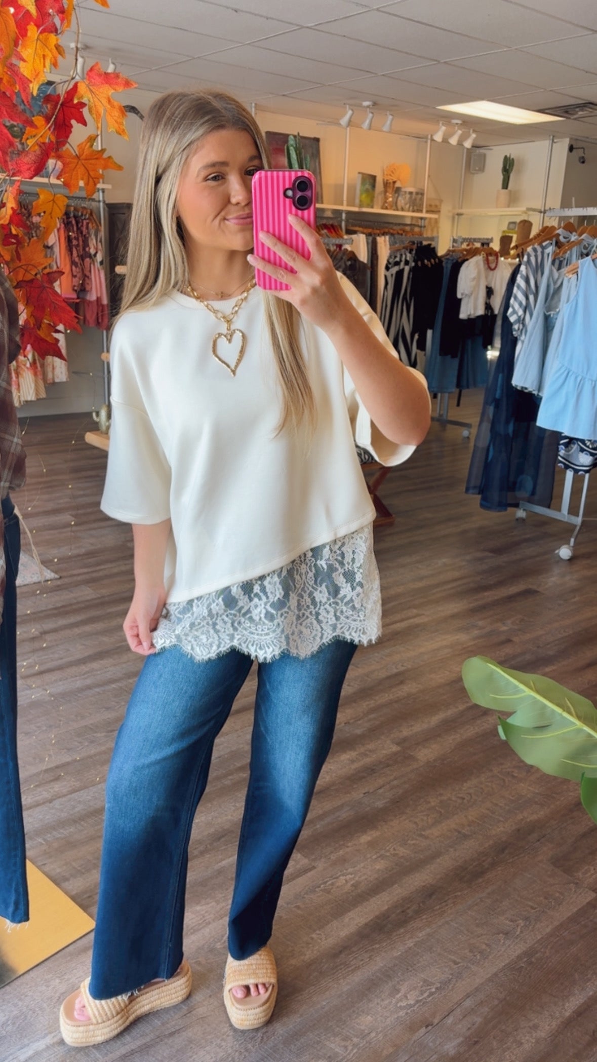 White Lace Trim Blouse