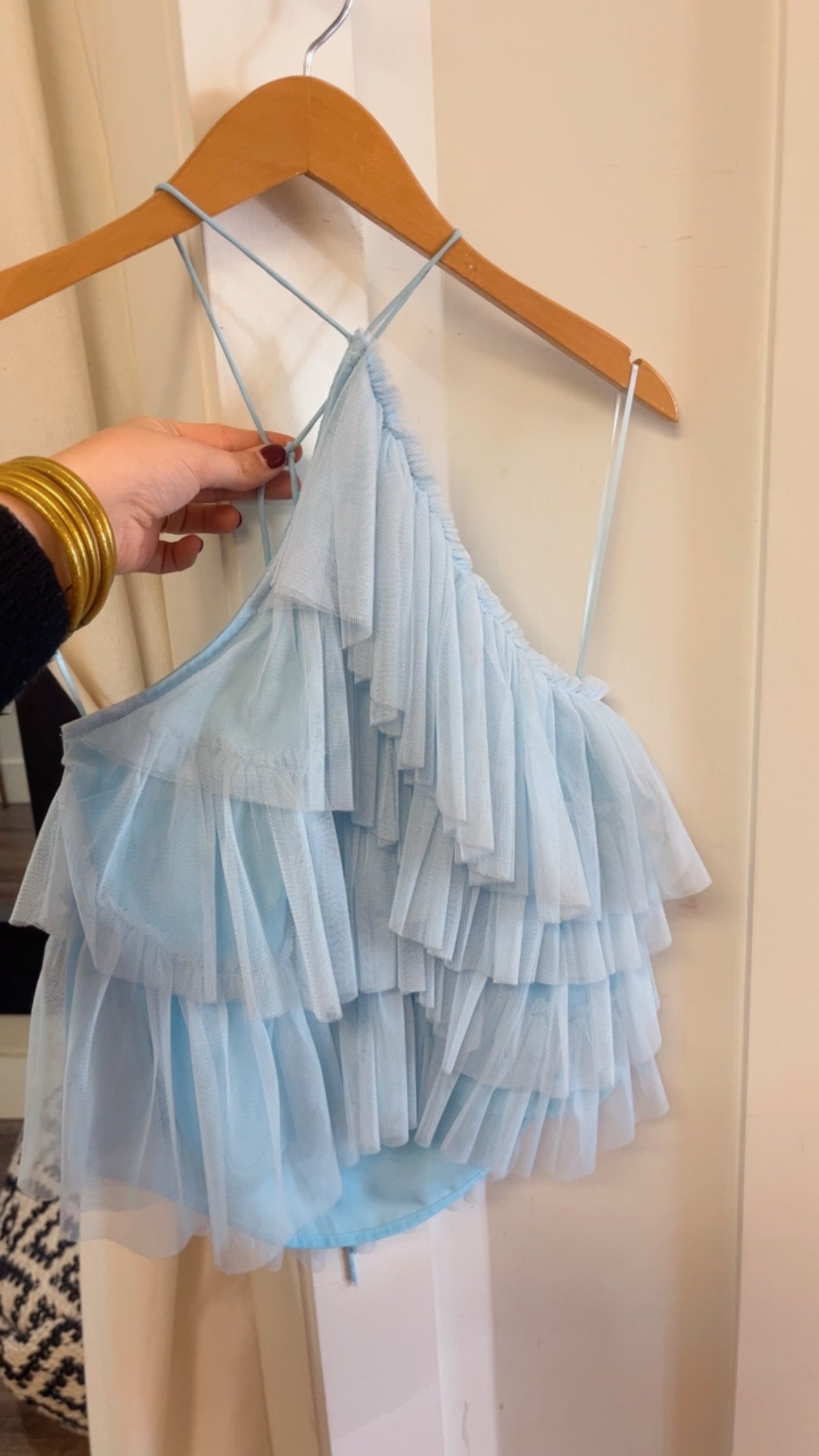 Light Blue Layered Halter Top