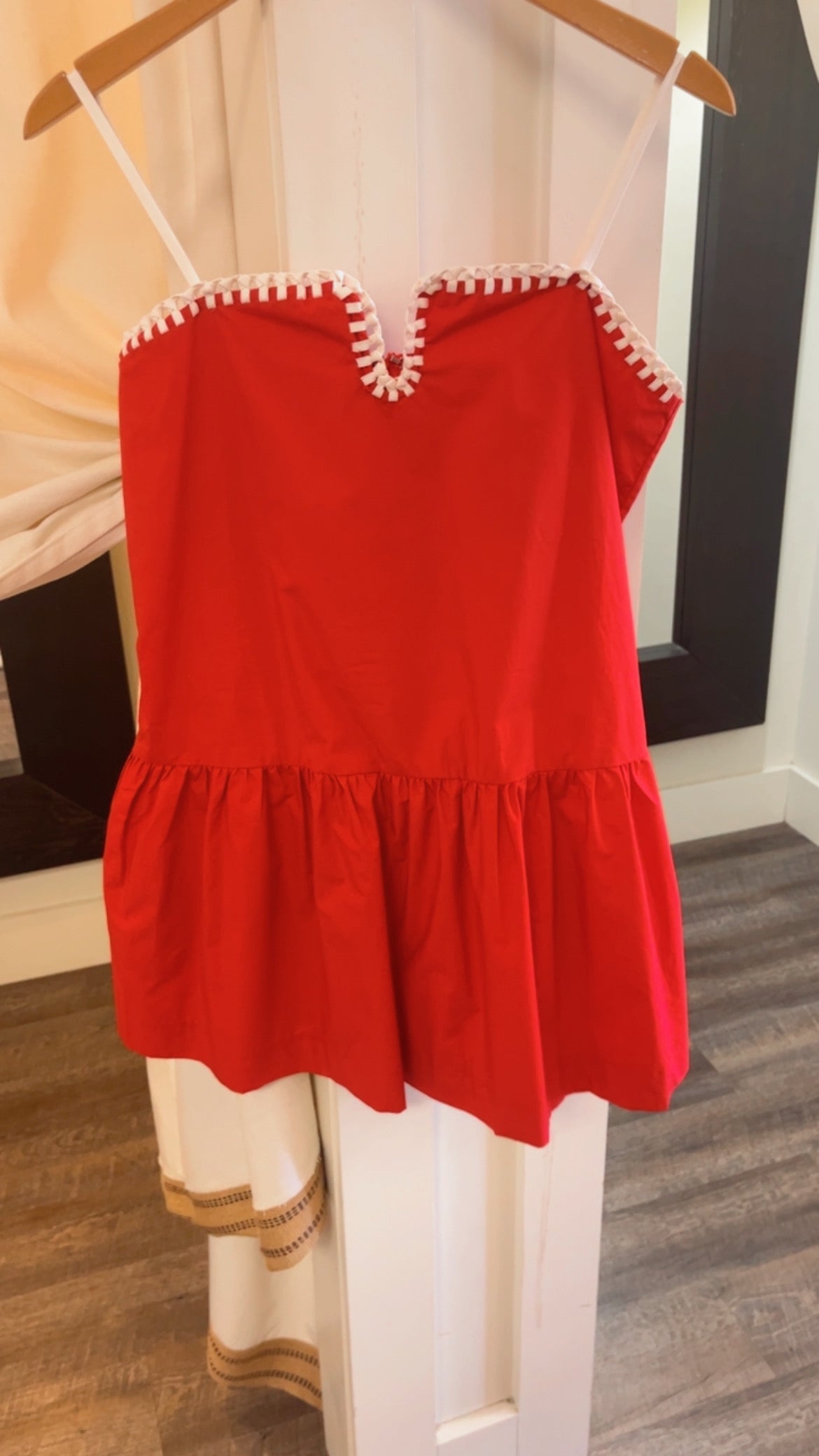 Red White Detail Mini Dress