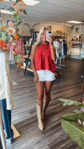 Red Pleated Top