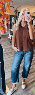 Brown Pleated Top