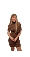 Brown Cape Mini Dress