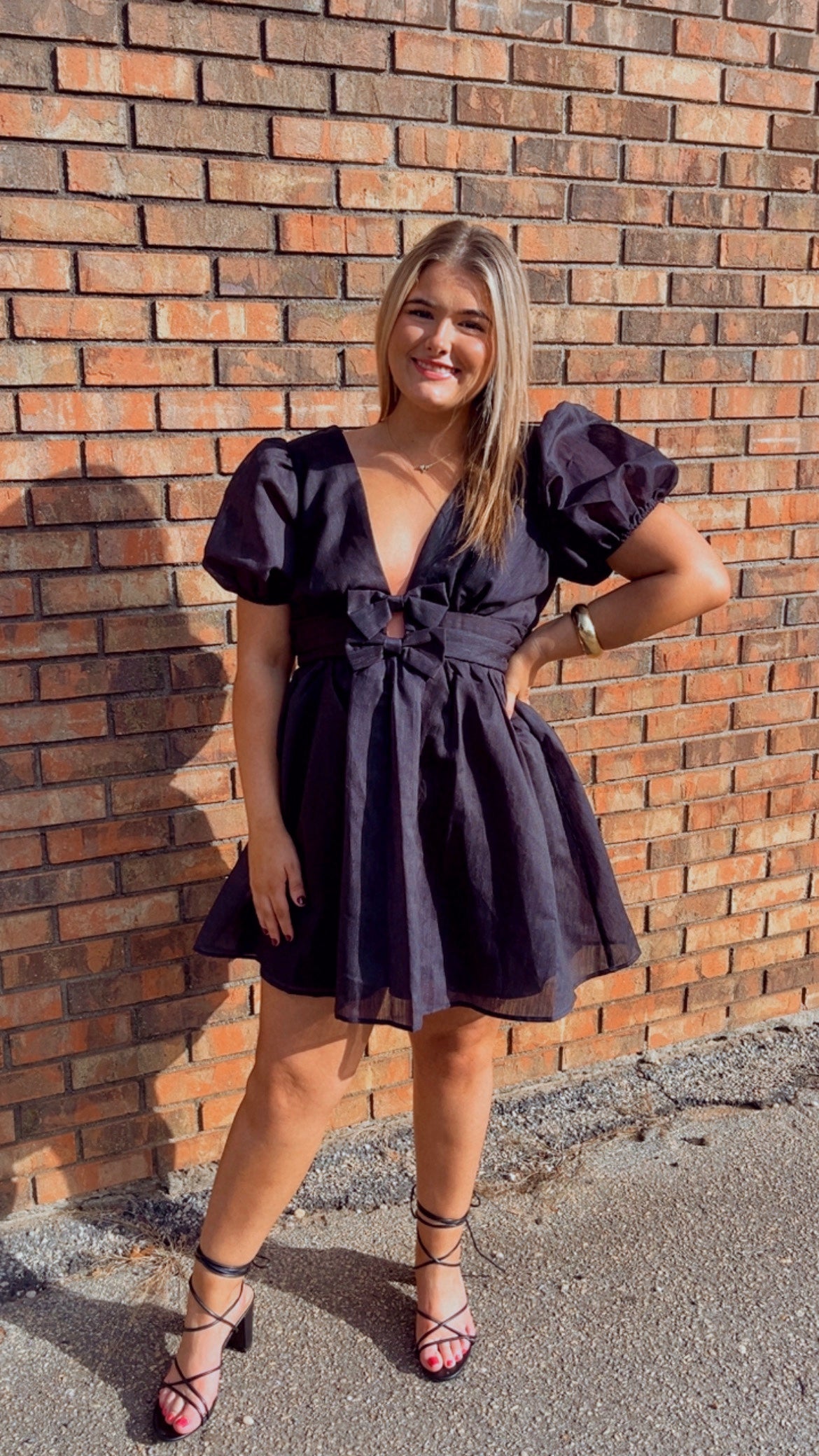 Bow Puff Sleeve Dress